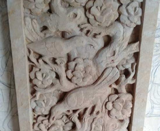 Relief Ornamen Dinding Ukiran Bali Motif Burung